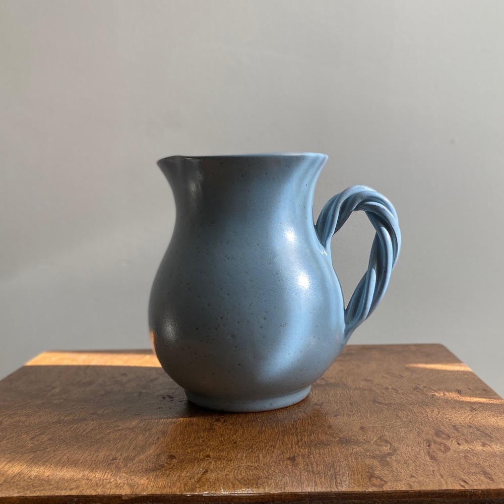 {SOLD} Beautiful Italian ceramic carafe or pitcher or vase, twisted handle